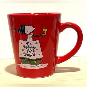 Peanuts Snoopy Woodstock Christmas Be Merry & Bright Mug 12oz. Red